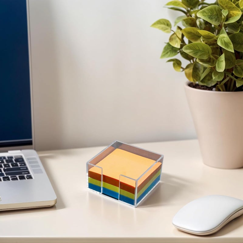 Nolcha Acrylic Sticky Note Holder - 3 x 3 Sticky Note Dispenser with 3 Sets of Sticky Notes for Office and Home Desktop Organizer - Image 5